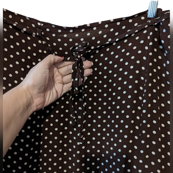 Vintage Maggie McNaughton Brown with Cream Polka Dot Light Pleated Skirt Sz 16W - Picture 7 of 11